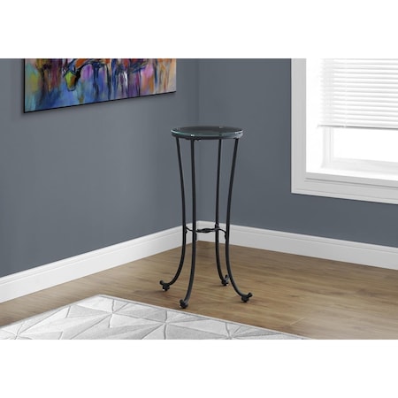 Accent Table With Tempered Glass - Hammered Black, Metal